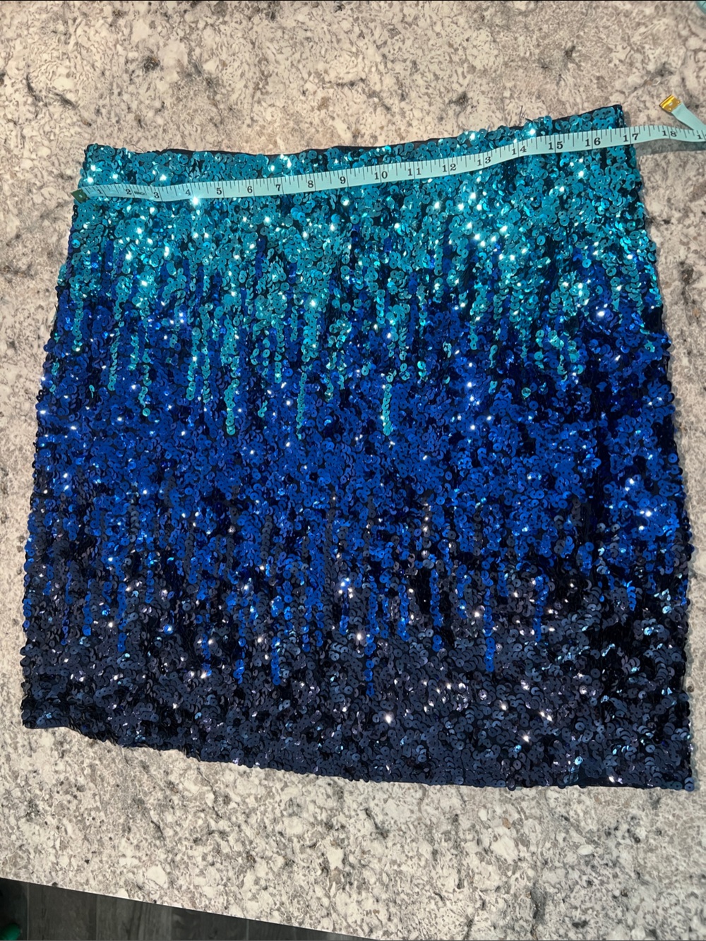 Blue Ombre Sequin Mini Skirt